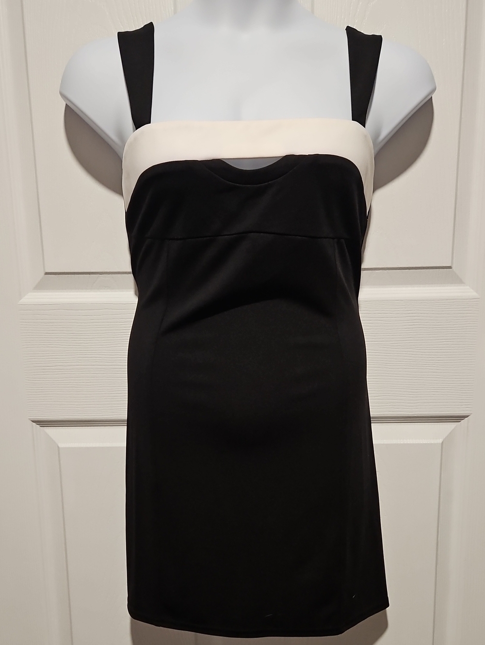 Vici Black Mini Dress with Cream Bust Panel